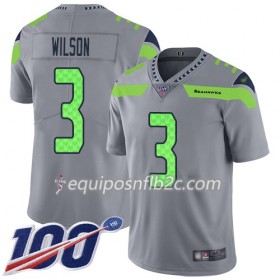Camiseta Hombre NFL Seattle Seahawks Russell Wilson 3 Nike Gris 100th